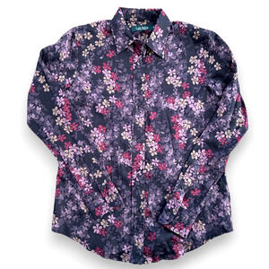 Ralph Lauren Floral Button Up Blouse Women PXS Long Sleeves